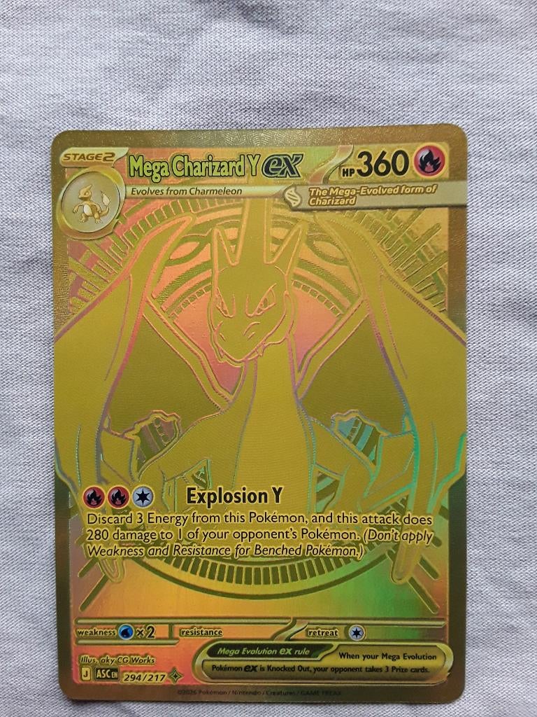 Mega Charizard Y Ex Mega Hyper Rare Card 294/217 Asc, Ophalen of Verzenden, Zo goed als nieuw, Losse kaart, Foil