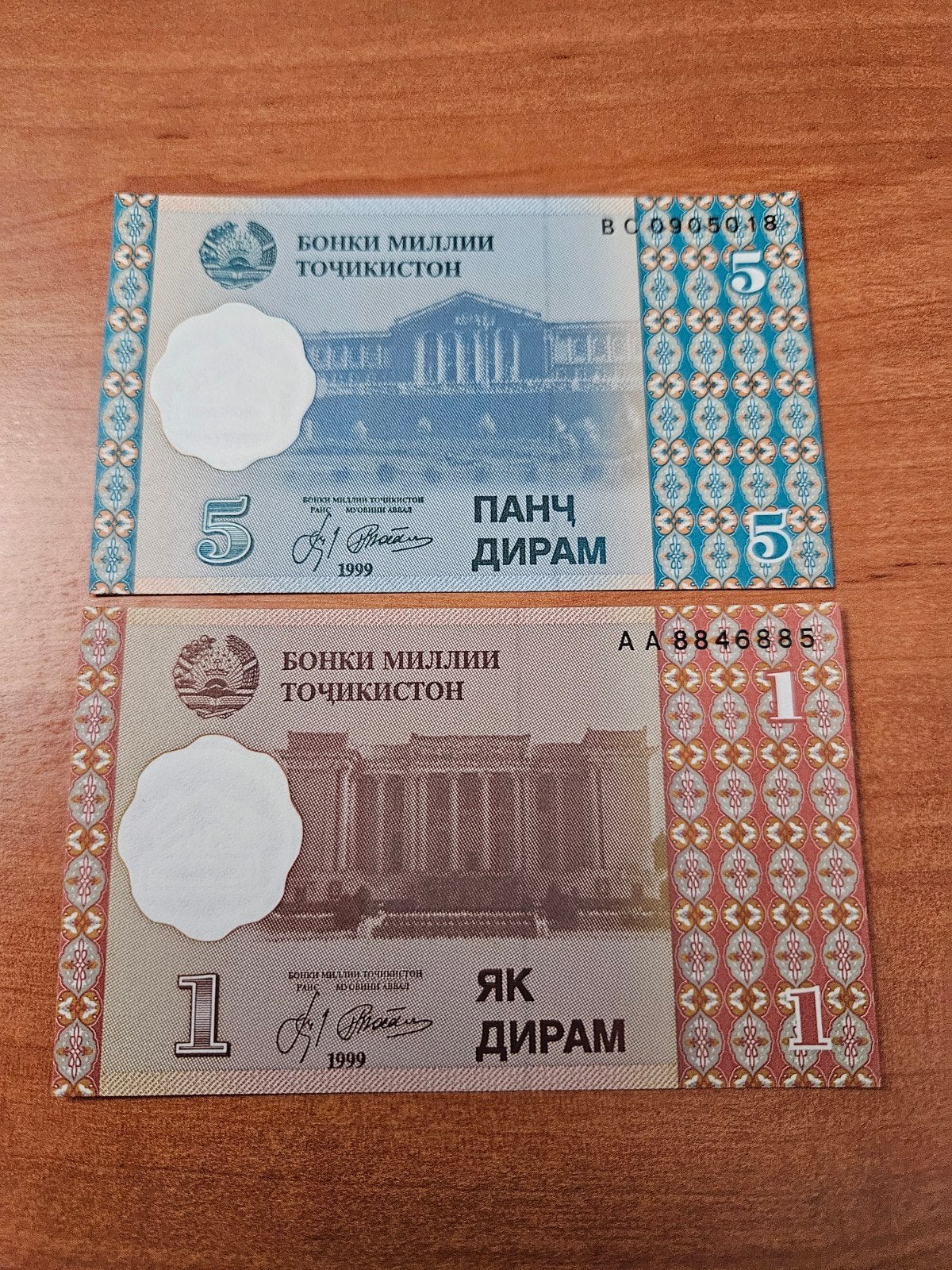 bankbiljetten Tadzjikistan set 1999 jaar, Ophalen of Verzenden, Zuid-Azië, Setje