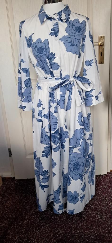 Prachtige OUI jurk maat 40 - Wit met blauwe bloemen, Maat 38/40 (M), Wit, Onbekend, Ophalen of Verzenden