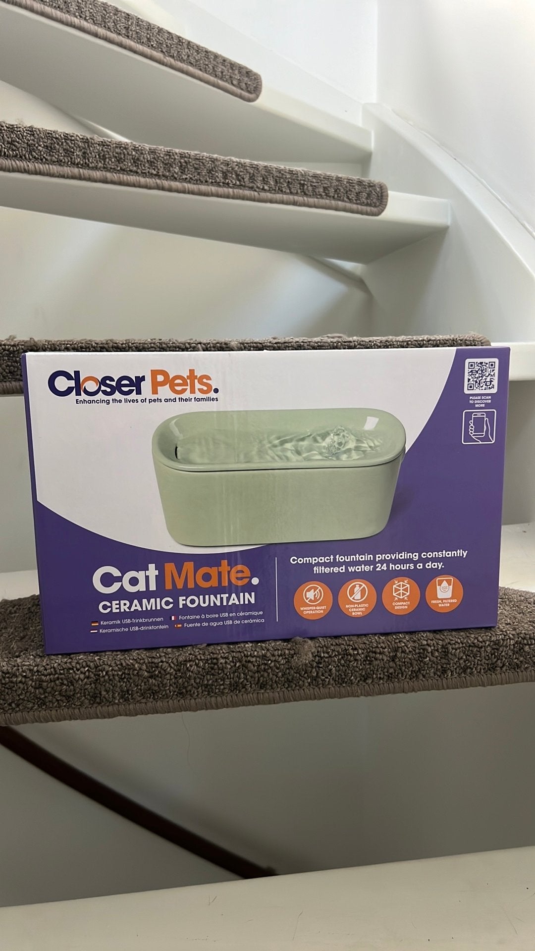 Katten drinkfontein catmate keramiek (pastel groen), Ophalen of Verzenden, Zo goed als nieuw
