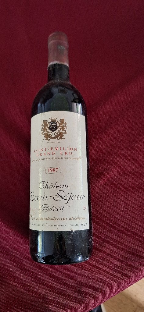 Château Beau-Séjour, Bécot, 1987. Saint-Émilion Grand Cru, Verzamelen, Overige gebieden, Ophalen of Verzenden, Zo goed als nieuw