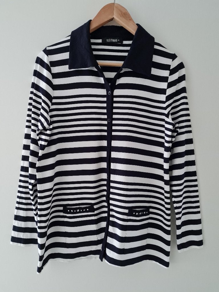 Gollehaug maat 40 blauw wit gestreept vest, Kleding | Dames, Truien en Vesten, Maat 38/40 (M), Blauw, Gollehaug, Ophalen of Verzenden