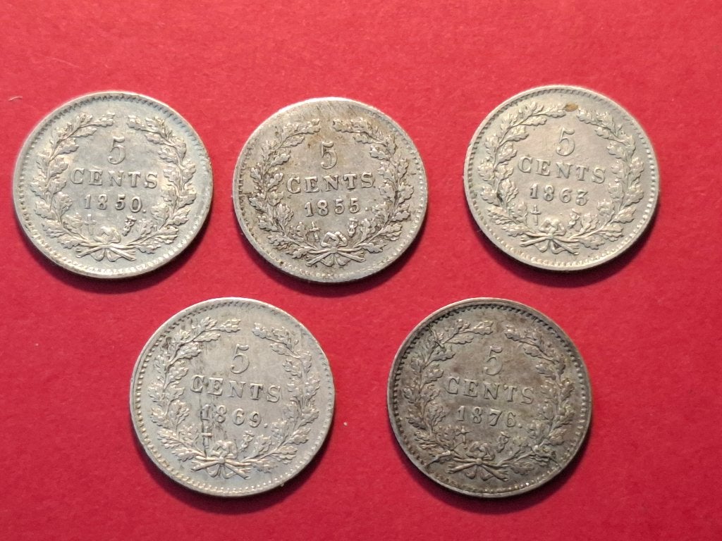 Verzameling nette stuivers, Postzegels en Munten, Koning Willem III, Setje, Zilver, Ophalen of Verzenden