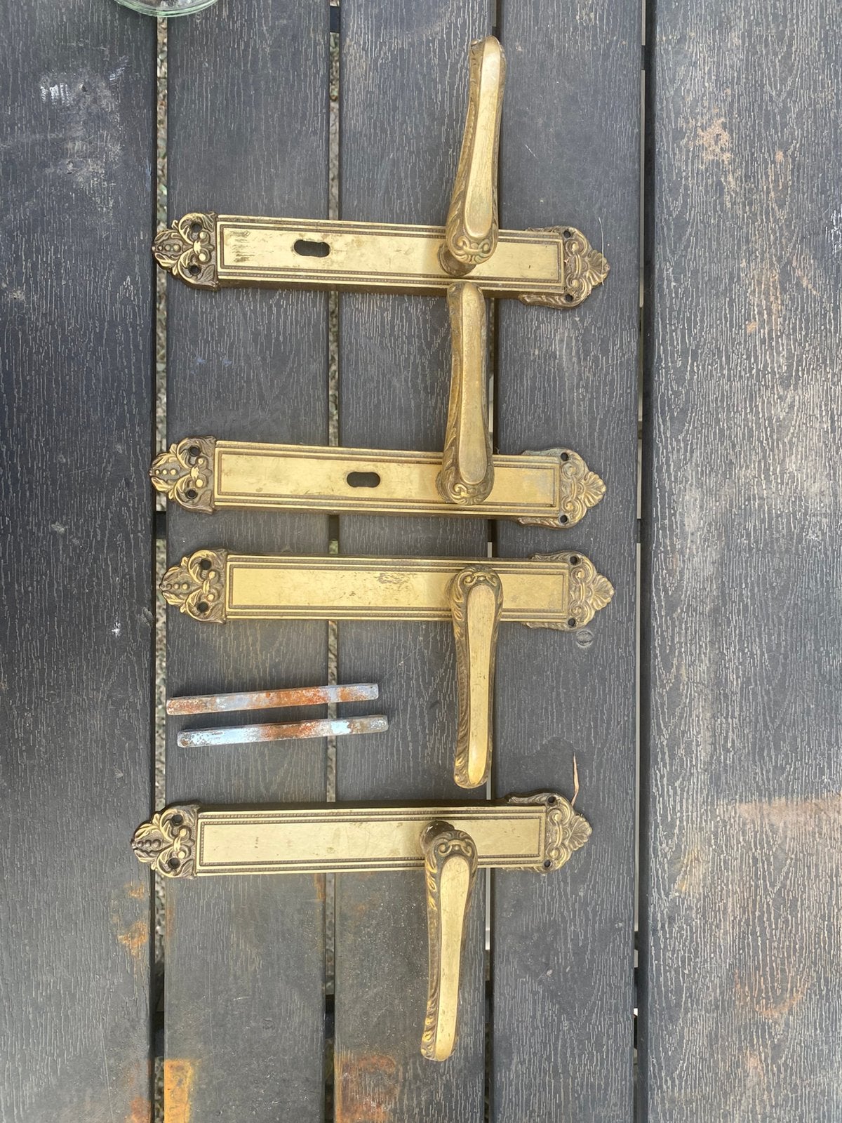 Messing handvaten deurklink, Doe-het-zelf en Verbouw, Hang- en Sluitwerk, Ophalen of Verzenden, Zo goed als nieuw, Koper of Messing
