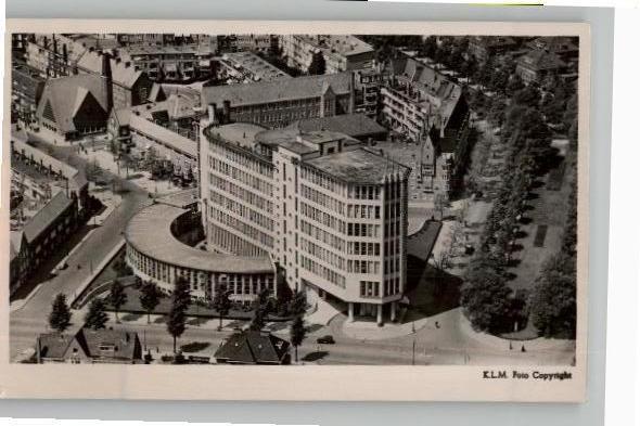 Amsterdam Rijksverzekeringsgebouw KLM uchtfoto st 1949, Verzenden, 1940 tot 1960, Gelopen, Noord-Holland