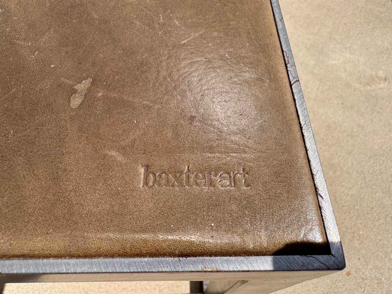 BAXTER ART TRINITY design bijzettafel TUIGLEER | STAAL, Huis en Inrichting, 45 tot 60 cm, Minder dan 55 cm, Vierkant, Ophalen of Verzenden