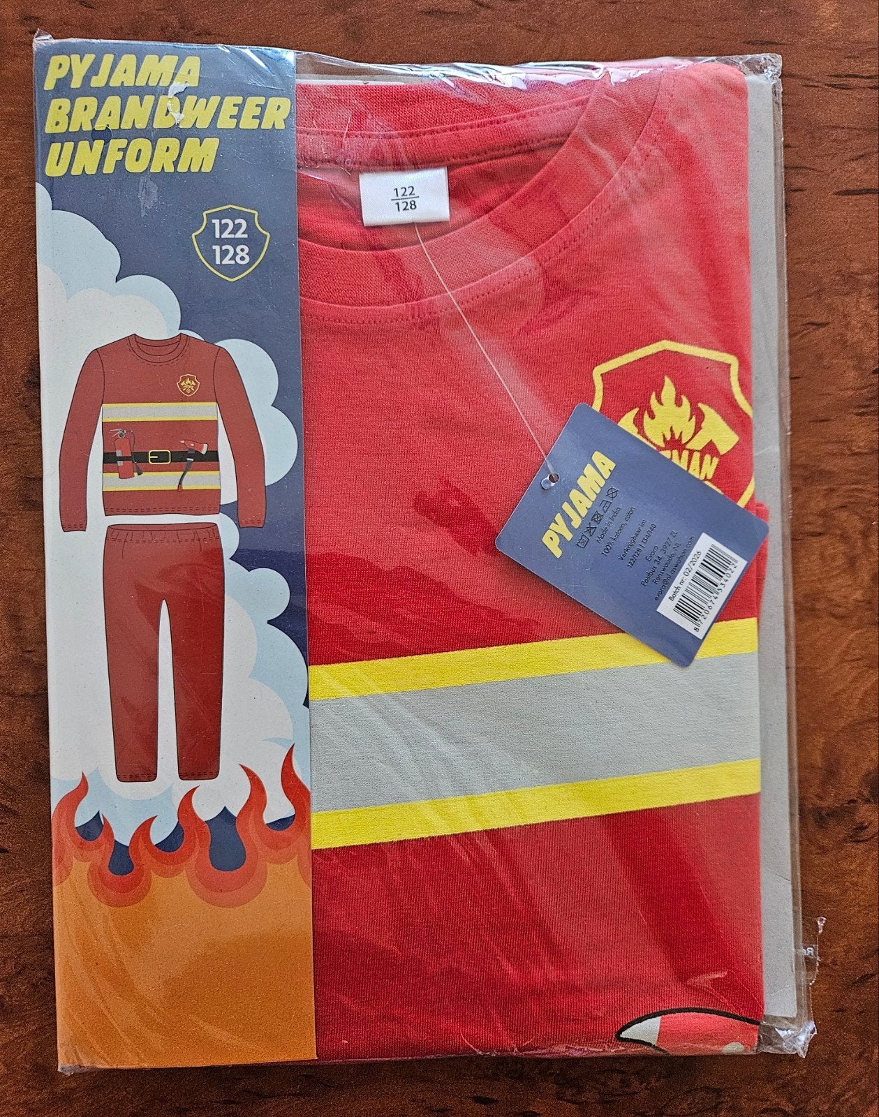Nieuwe Pyjama Brandweer Uniform maat 122/128, Nacht- of Onderkleding, Nieuw, Ophalen of Verzenden, Onbekend