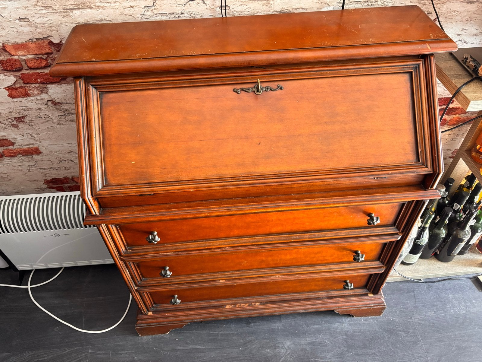 Antieke Secretaire - Klassiek Houten Bureau, Ophalen, Gebruikt