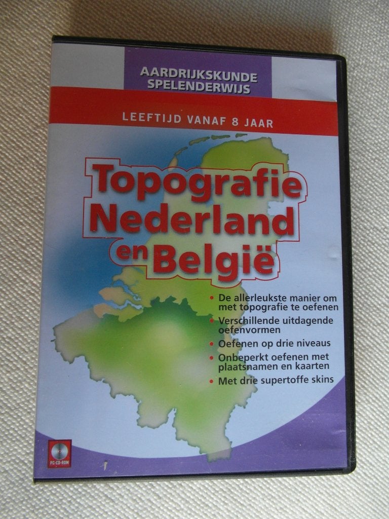 CD-Rom Topografie Ned.-Belgie aardrijkskunde spelenderwijs., Puzzel en Educatief, 1 speler, Nieuw, Eén computer