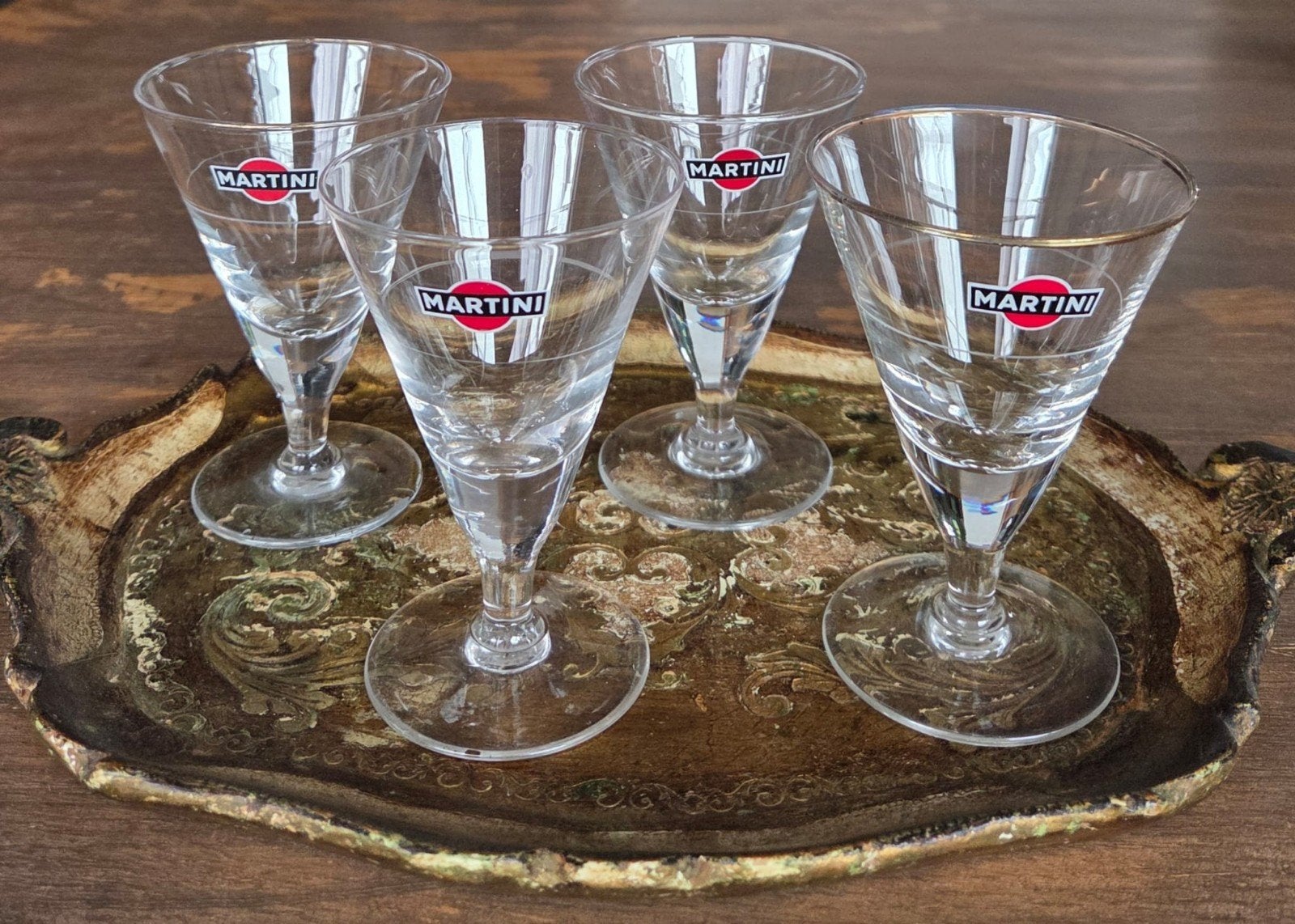 4 vintage Martini glazen ï, Ophalen of Verzenden