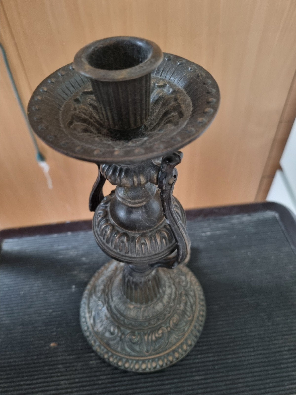 Prachtige antieke bronzen kandelaar, ideaal als scheepskande, Ophalen of Verzenden, Koper of Brons
