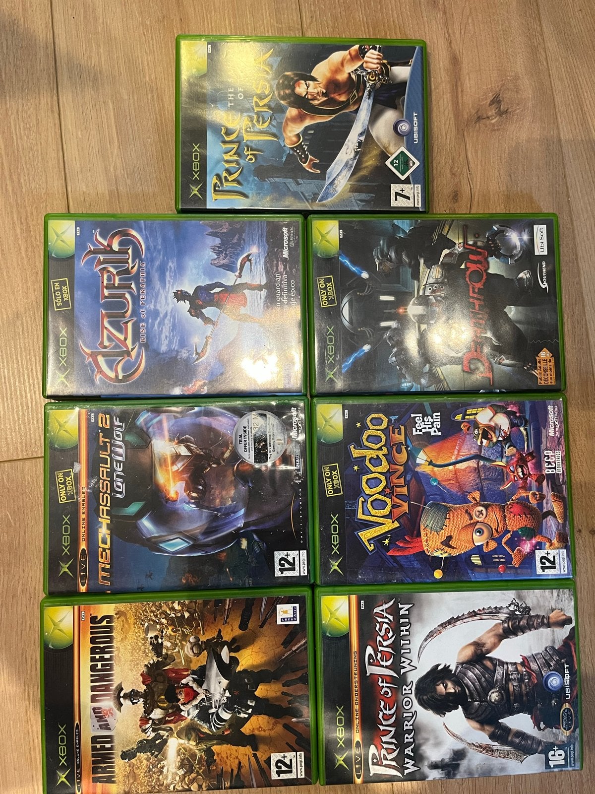 7 Xbox games: Prince of Persia, Voodoo Vince, MechAssault 2, Spelcomputers en Games, Games | Xbox Original, Avontuur en Actie
