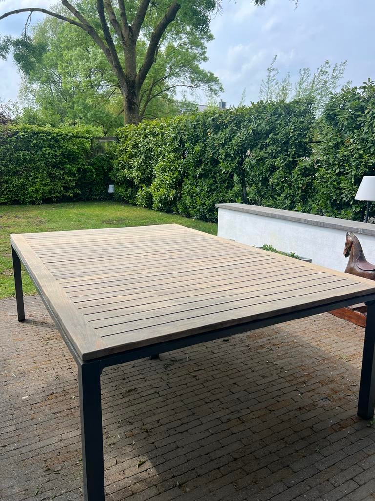 Grote houten buitentafel 160x240 voor 10 personen, Ophalen, Gebruikt, Rechthoekig, Hout