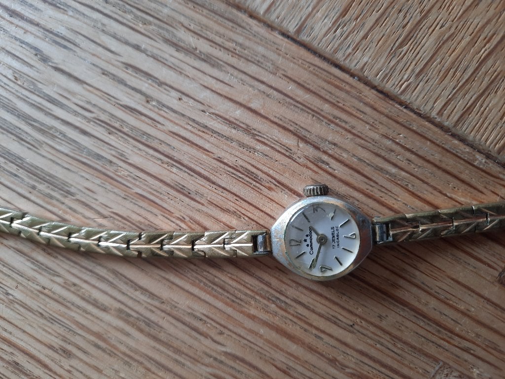 Commodore  17 jewels incabloc dameshorloge, Ophalen of Verzenden, Leer, Overige merken
