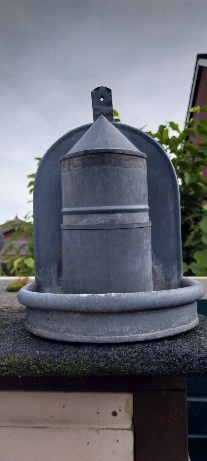 zinken water /vogelvoer handgemaakt, Tuin en Terras, Ophalen of Verzenden, Gebruikt, Overige materialen, Overige typen