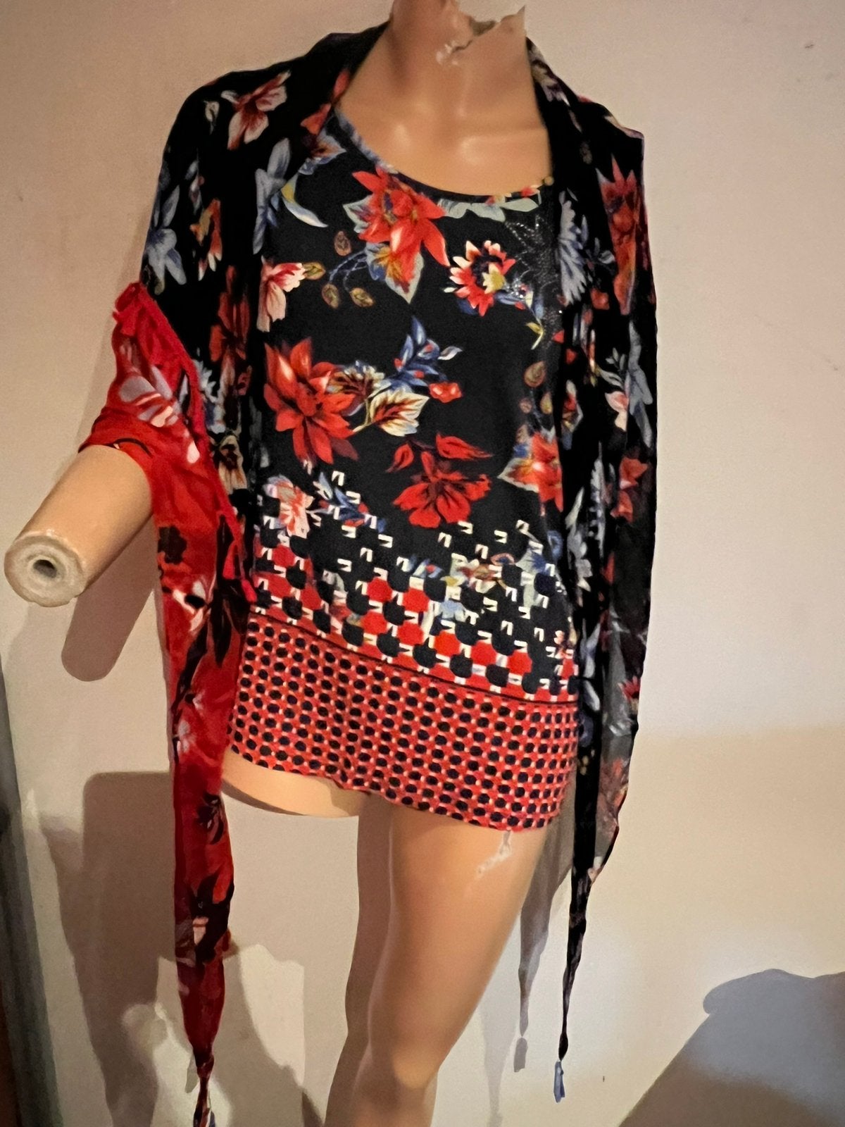 BETTY BARCLAY shirt en sjaal maat L zgan, Zwart, Maat 42/44 (L), Betty Barclay, Ophalen of Verzenden