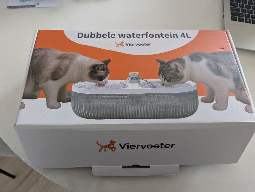 New Dubbele Pet Waterfontein 4L (Pet Water Fountain), Ophalen, Nieuw
