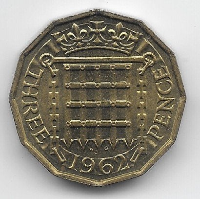 Verenigd Koninkrijk 3 pence 1962 KM# 900, Ophalen of Verzenden, Overige landen, Losse munt