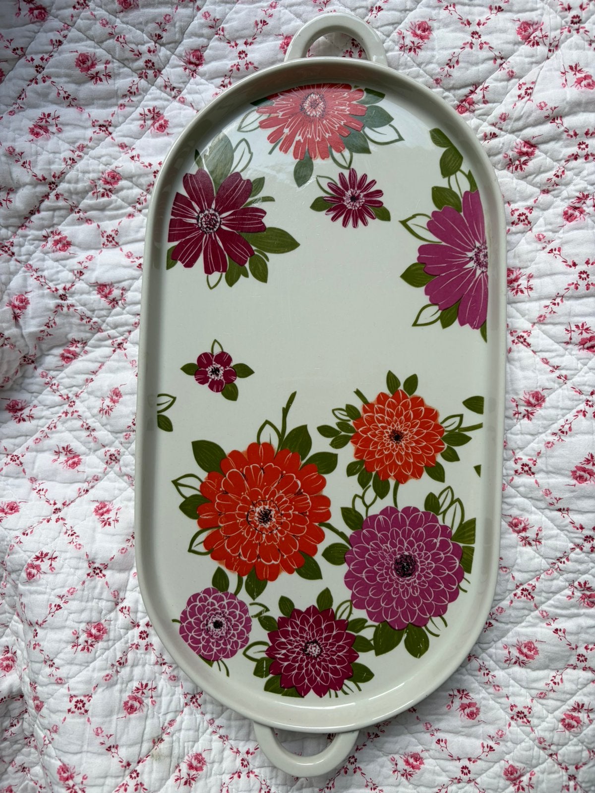 Vintage Villeroy & Boch dienblad met retro bloemendecor, Ophalen of Verzenden, Zo goed als nieuw, Porselein, Overige stijlen