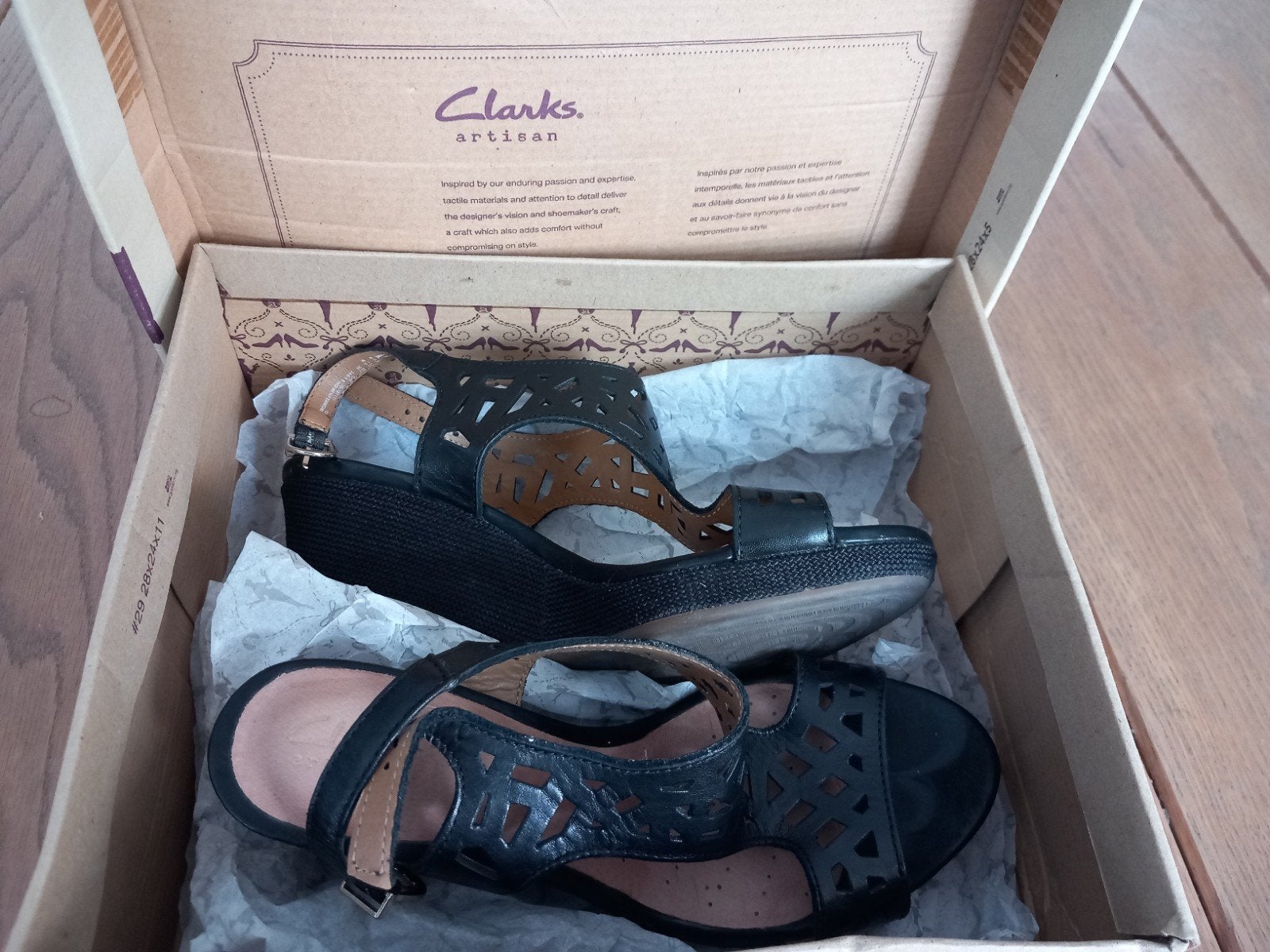 Clarks Artisan Zwarte Sandalen met Sleehak - Maat 38, Clarks Artisan, Zwart, Zo goed als nieuw, Sandalen of Muiltjes