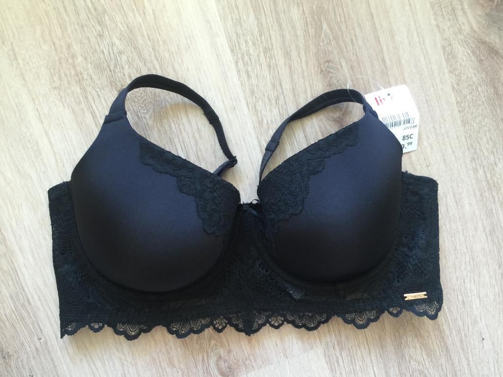 Livera voorgevormde Lindsey BH cup C85 zwart longline beha, Livera, Ophalen of Verzenden, Zwart, BH