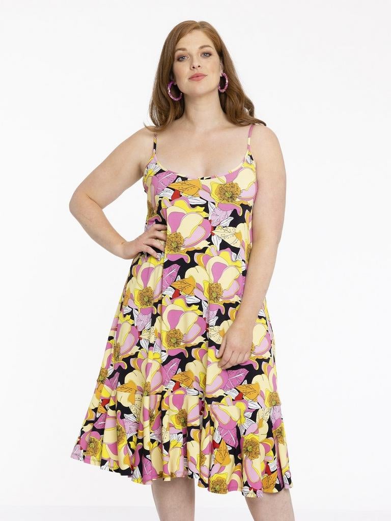 Nieuwe jurk Yoek zwart roze geel oranje dress zomerjurk, Yoek, Nieuw, Ophalen of Verzenden, Jurk