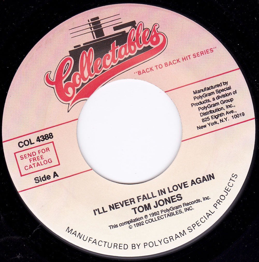 Tom Jones - I'll Never Fall In Love Again 7", Ophalen of Verzenden, Zo goed als nieuw, 7 inch, Pop