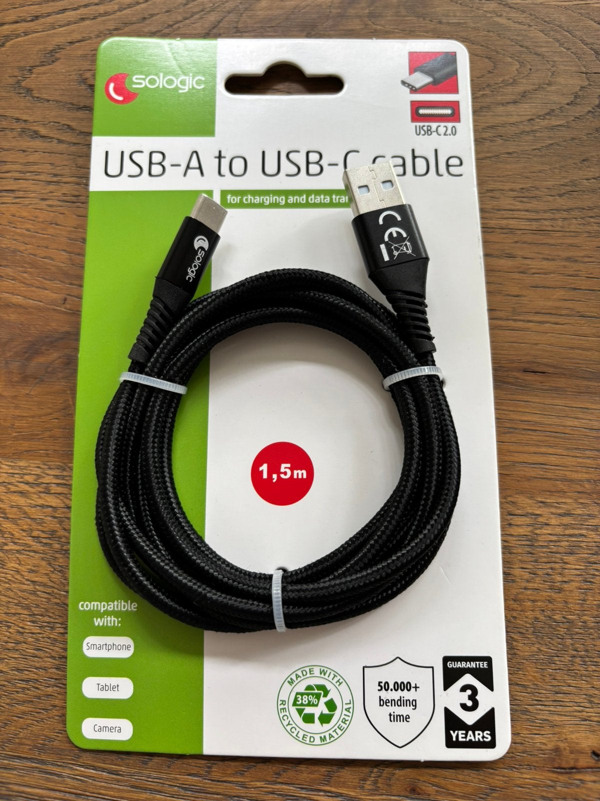 USB A to USB C cable, Ophalen of Verzenden, Nieuw, Minder dan 2 meter, Overige kabels