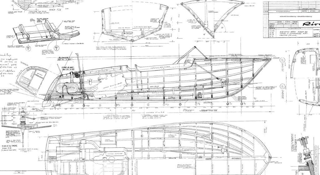 Een kopie van de originele bouwtekening van de Riva Ariston, Hobby en Vrije tijd, Modelbouw | Boten en Schepen, Verzenden, Nieuw