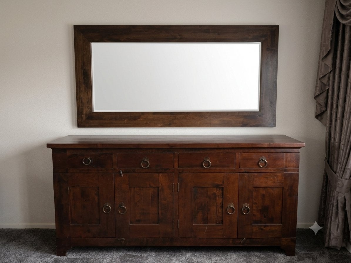 massief koloniaal meubel.dressoir + spiegel, Huis en Inrichting, Kasten | Dressoirs, Ophalen, Gebruikt, Met deur(en), Koloniaal