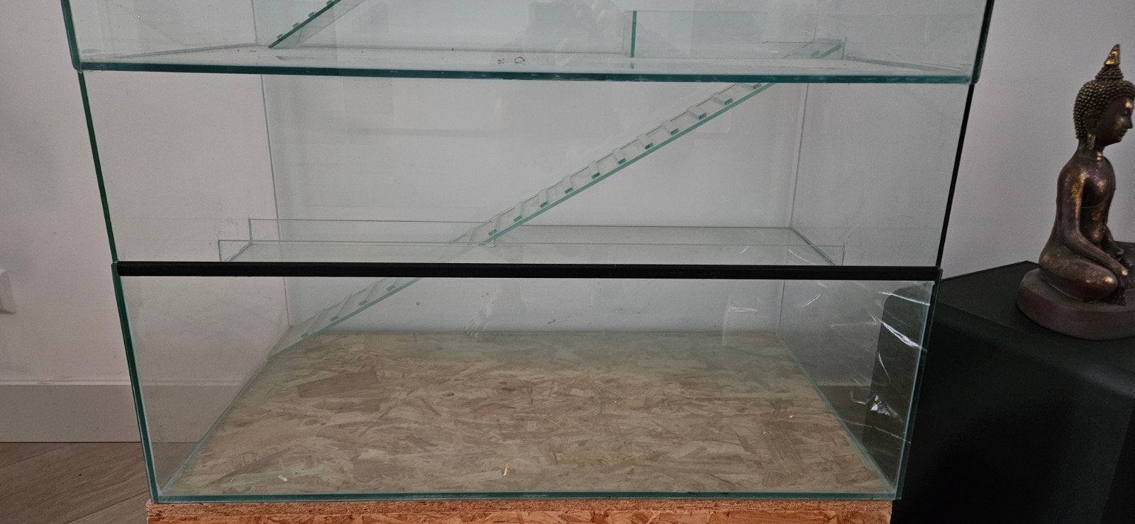 Glazen caviaflat met toebehoren, Dieren en Toebehoren, Knaagdieren en Konijnen | Hokken en Kooien, Ophalen, Kooi, Gebruikt, 90 cm of meer