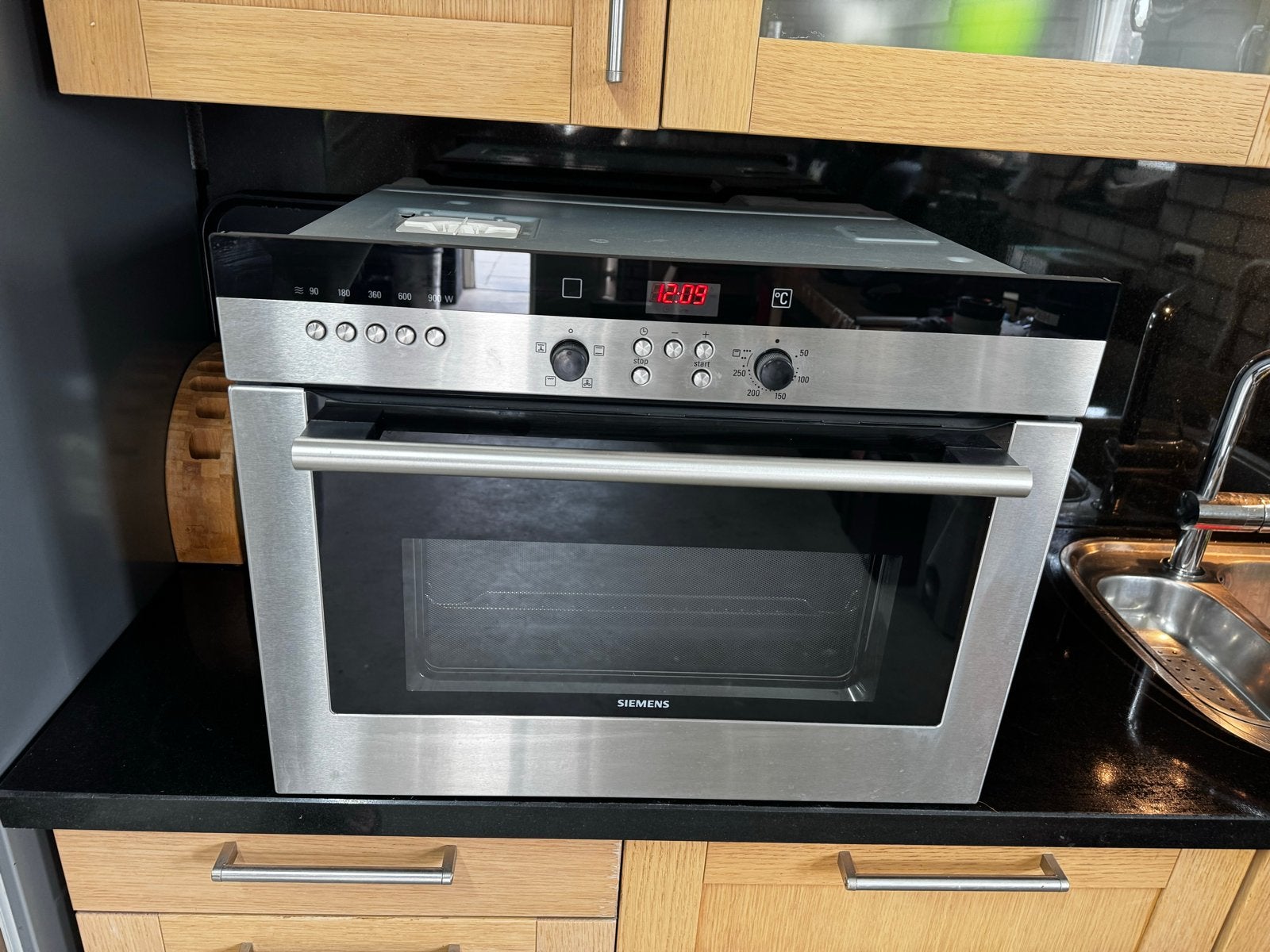 Siemens Combi-oven HB84K550 - Inbouw - RVS, Ophalen, 45 tot 50 cm, Gebruikt, Hete lucht