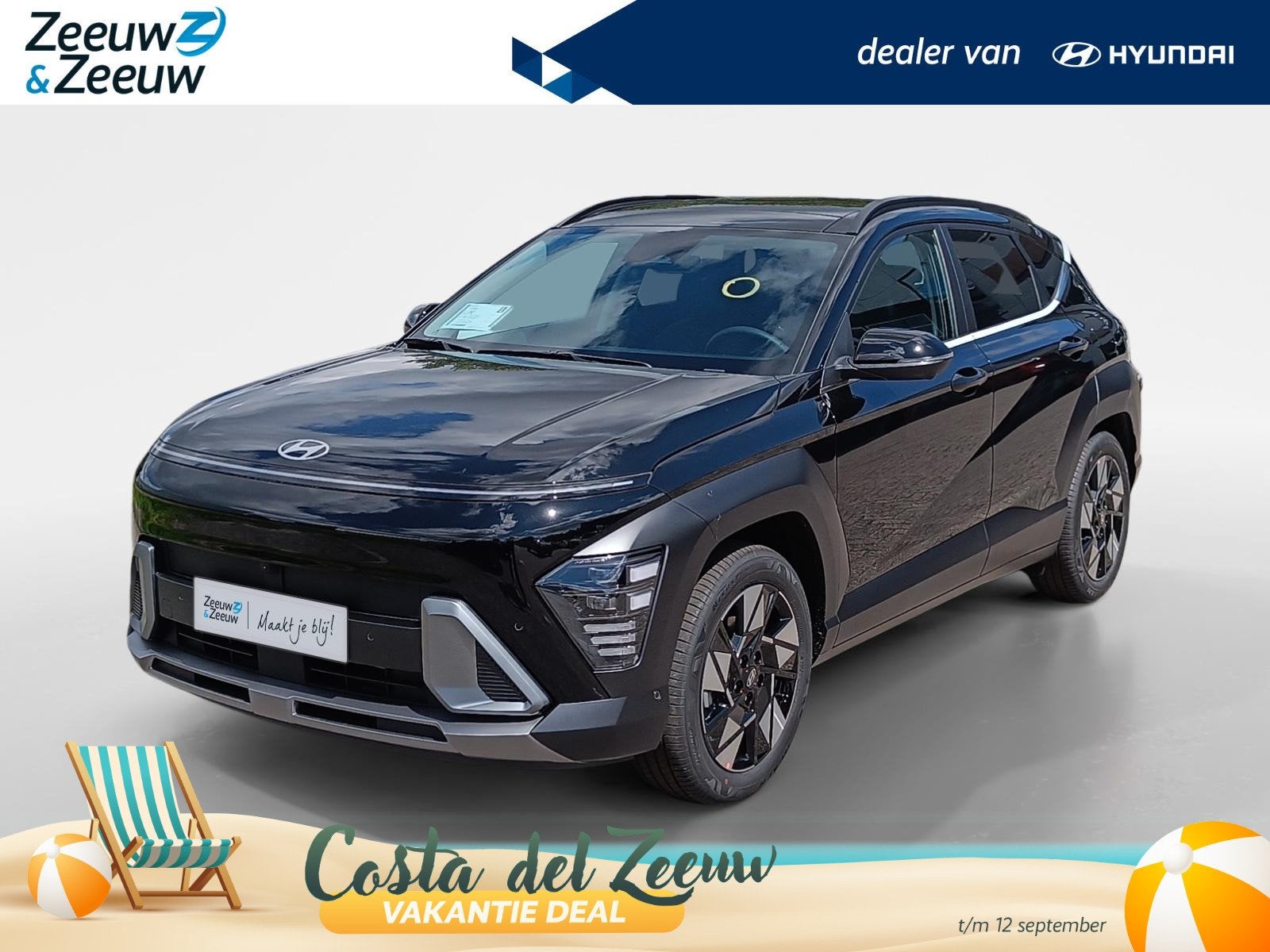 Hyundai Kona 1.6 GDI HEV Premium Sky | Z&Z Topdeal | Van €, 12 maanden, 137 pk, Euro 6, Zwart