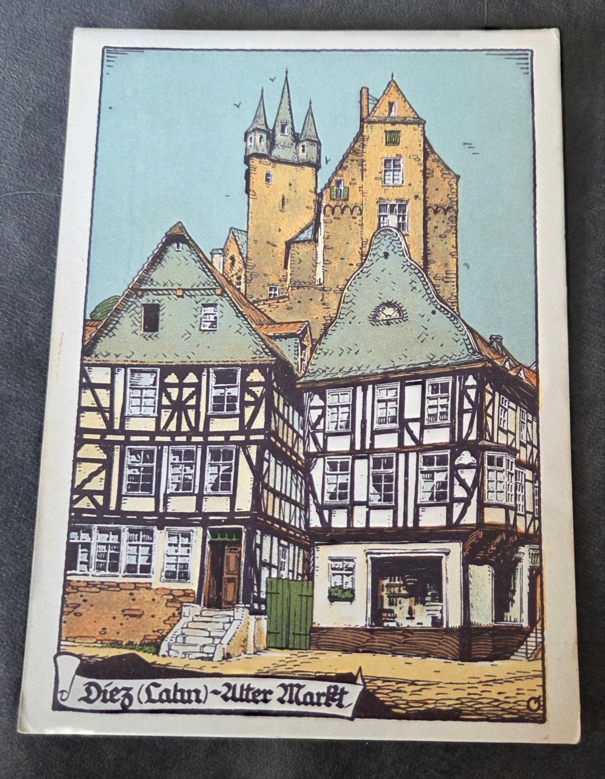 Ansichtkaart Diez (Lahn) - Alter Markt met kasteel, Ophalen of Verzenden, 1960 tot 1980, Ongelopen, Duitsland