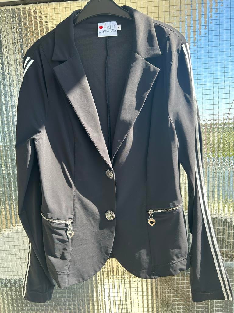 Helena Hart Blazer Zwart met Wit Gestreept Bies Maat M, Kleding | Dames, Jasjes, Kostuums en Pakken, Gedragen, Jasje, Maat 38/40 (M)
