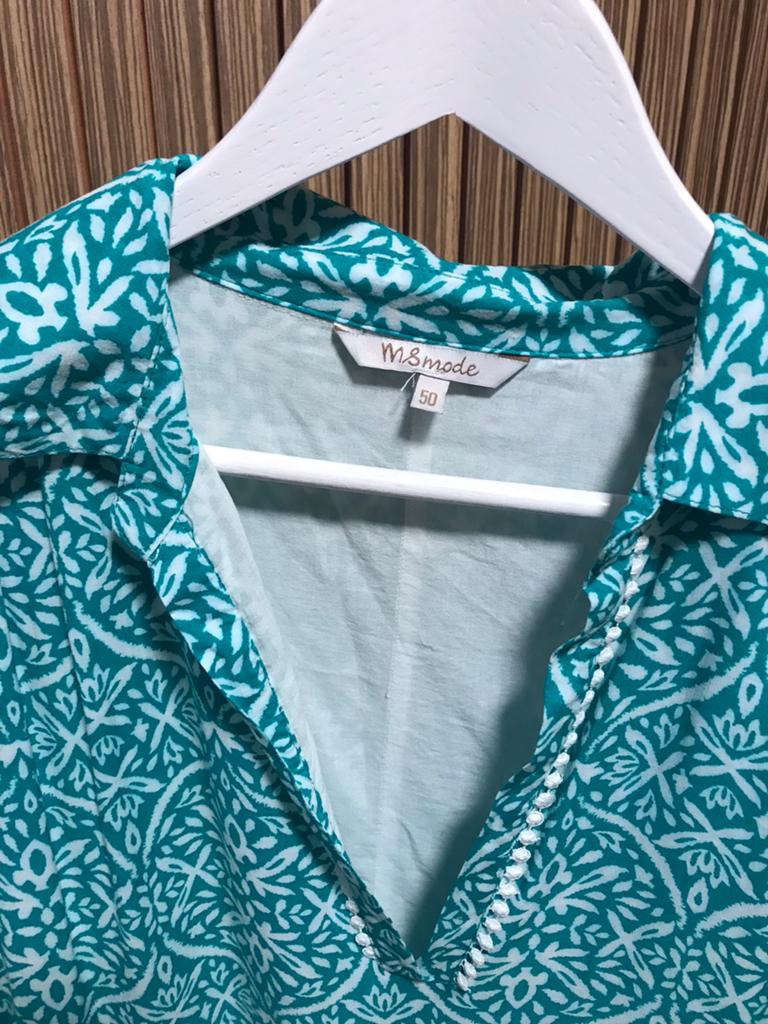 MS Mode groen wit print tuniek jurk maat 50 voering, Ophalen of Verzenden, Zo goed als nieuw, Groen, Jurk