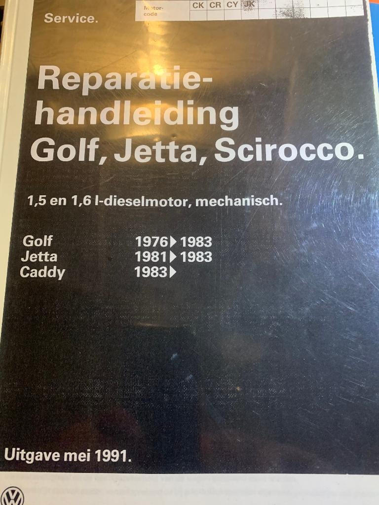 Reparatiehandleiding Golf, Jetta, Scirocco dieselmotor 1991, Auto diversen, Handleidingen en Instructieboekjes, Ophalen of Verzenden