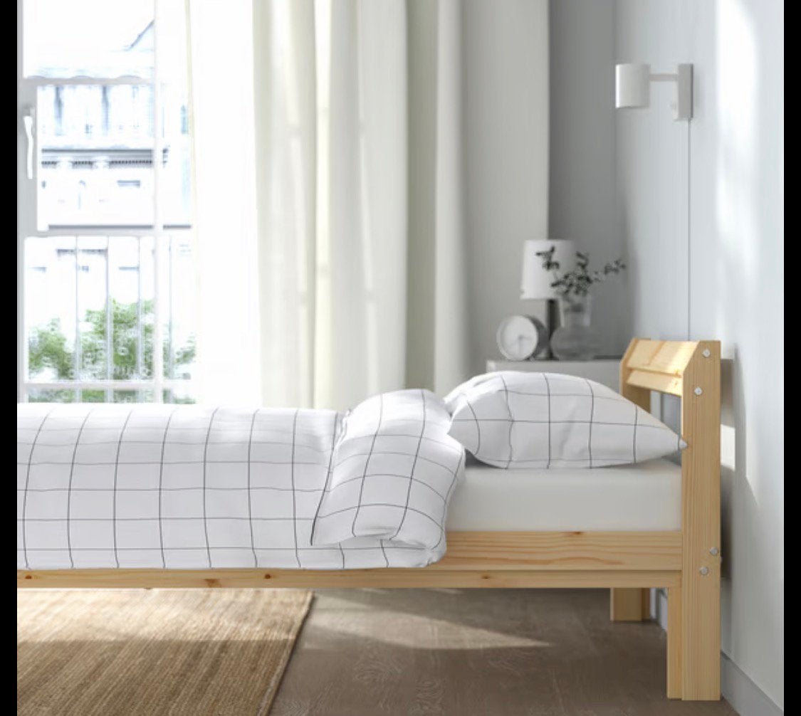 Nieuw IKEA NEIDEN 90x200cm bedframe, lattenbodem,matras, Ophalen, 90 cm, Wit, Tweepersoons