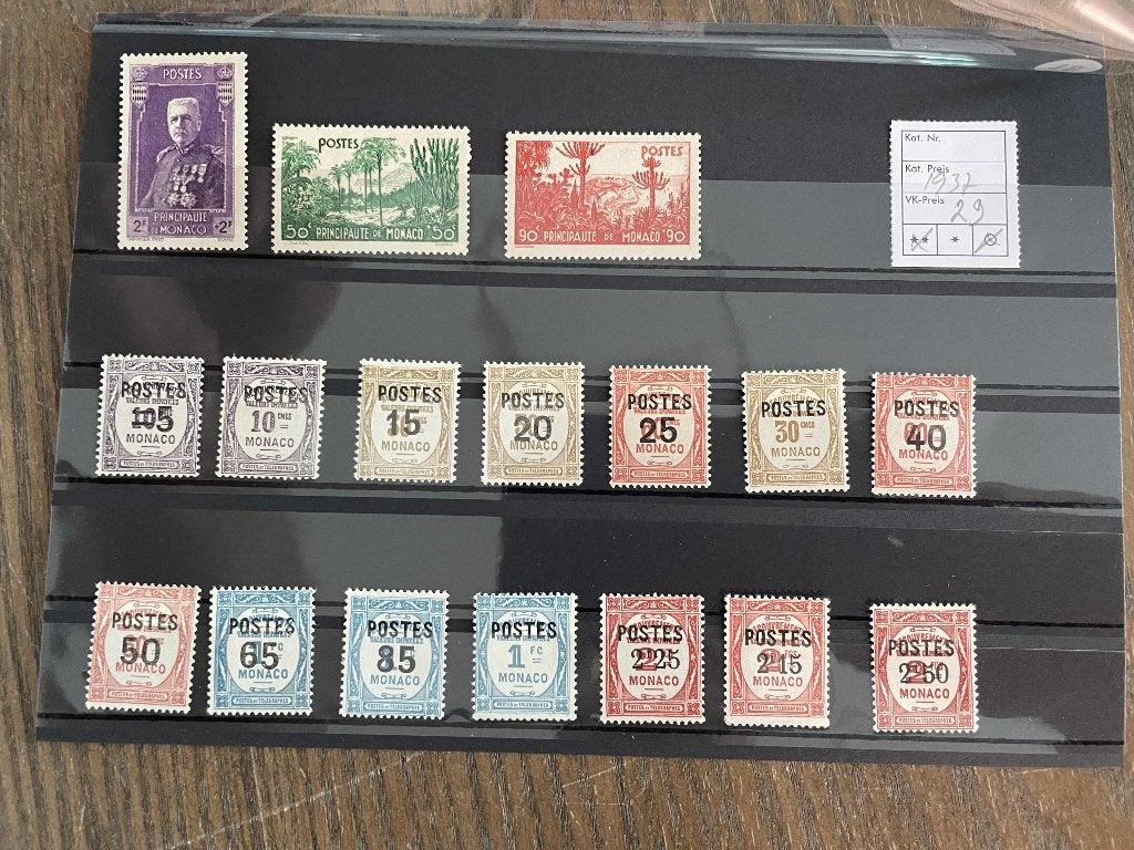 oude postzegels Monaco 1937 ongebruikt kaart 18, Verzenden, Postfris