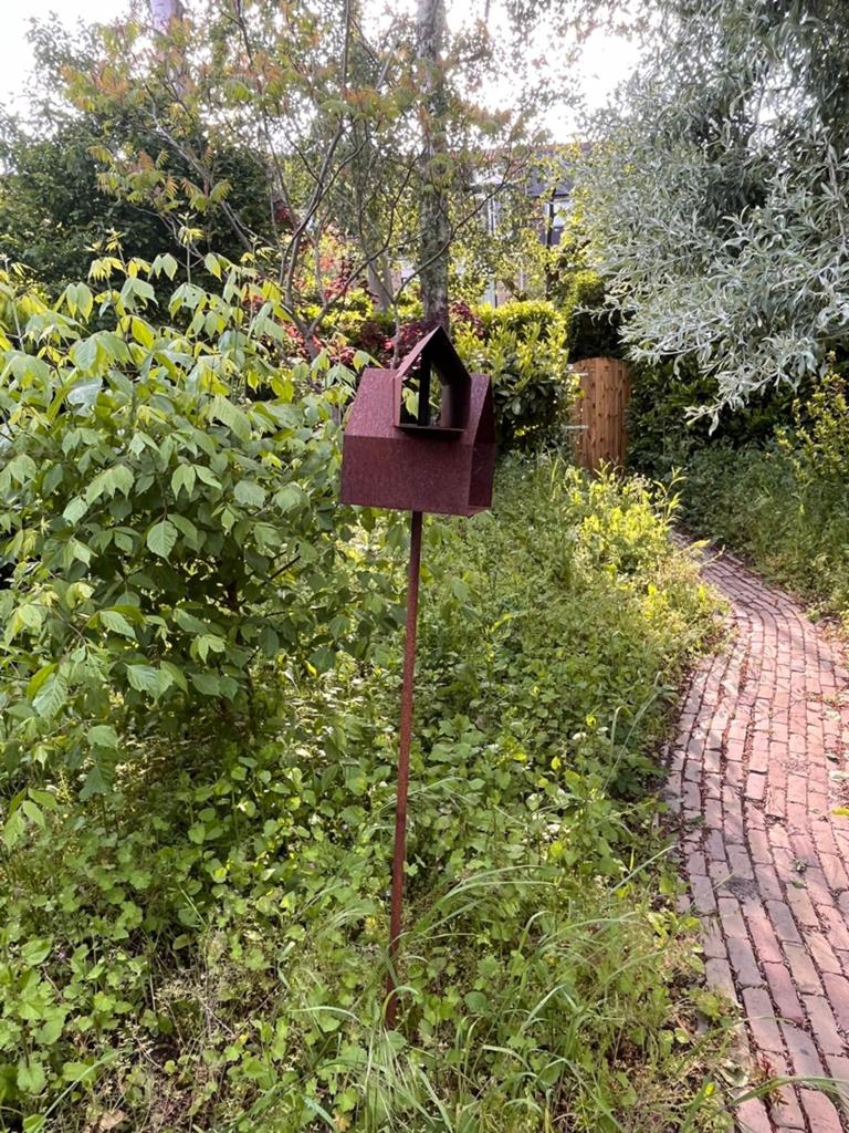 Decoratief vogelhuisje van metaal voor de tuin, Tuin en Terras, Ophalen, Gebruikt