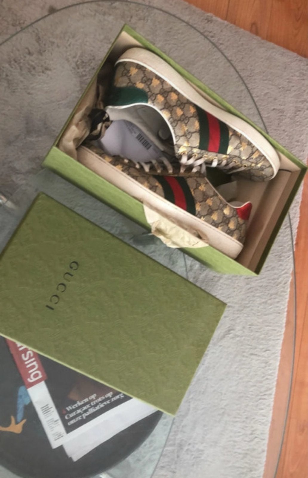 Gucci Ace sneakers met bijenprint en doos, Ophalen, Gedragen, Overige kleuren, Sneakers of Gympen