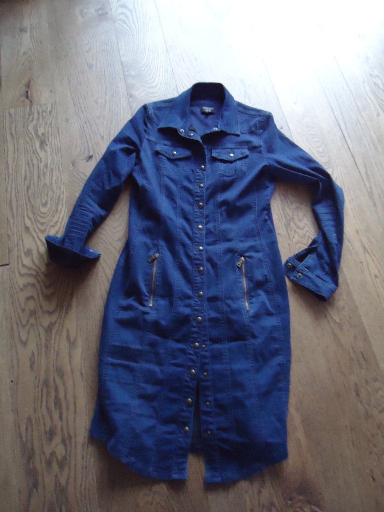 Blauwe Claudia Sträter Denim jurk  maat 38, Maat 38/40 (M), Blauw, Ophalen of Verzenden, Knielengte
