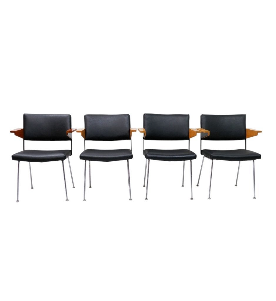 Set van 4 Cordemeyer stoelen voor Gispen, Huis en Inrichting, Ophalen, Zwart, Hout, Rijksstraatweg 37 Wilp