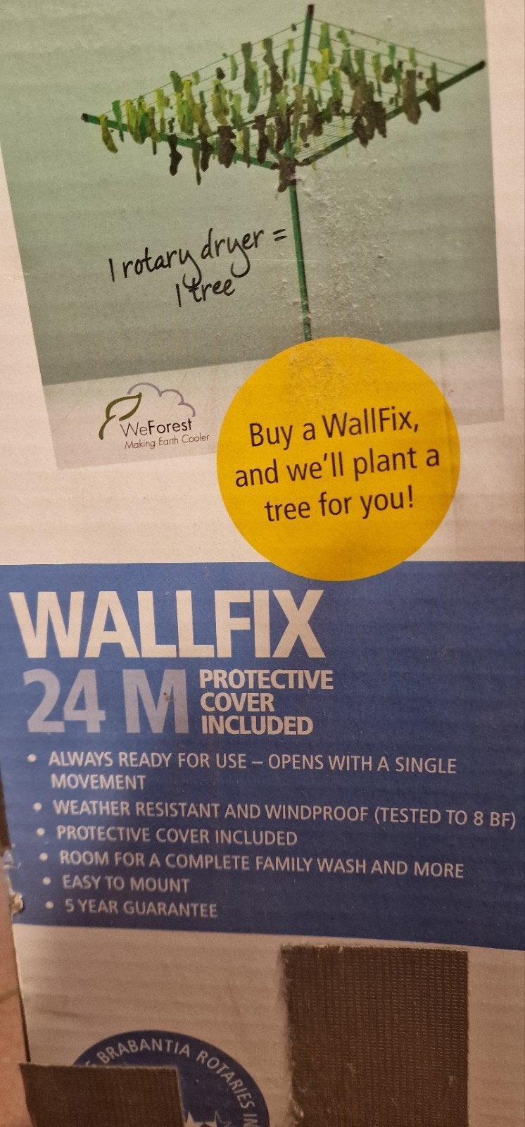 Brabantia WallFix Droogmolen 24M - Nieuw in doos, Ophalen of Verzenden, Nieuw, Droogmolen