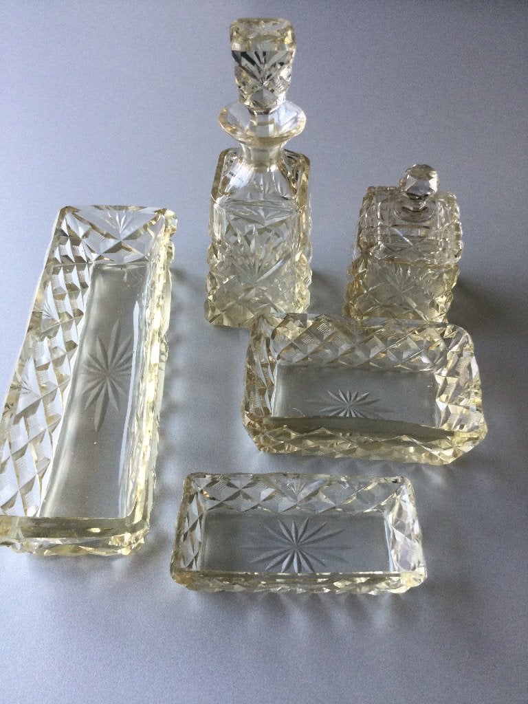 Prachtig geslepen antiek kristallen toiletstel, Antiek en Kunst, Ophalen of Verzenden
