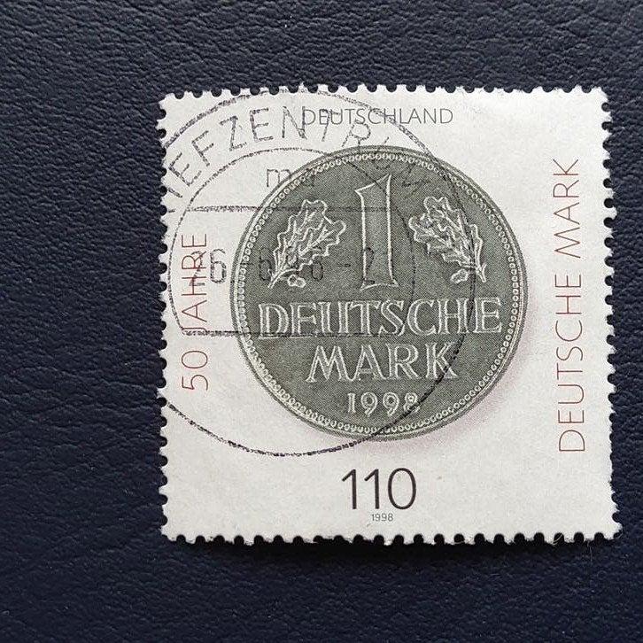 Duitse postzegel 110 Deutsche Mark 1998 gestempeld, Ophalen of Verzenden, 1990 tot heden, Gestempeld
