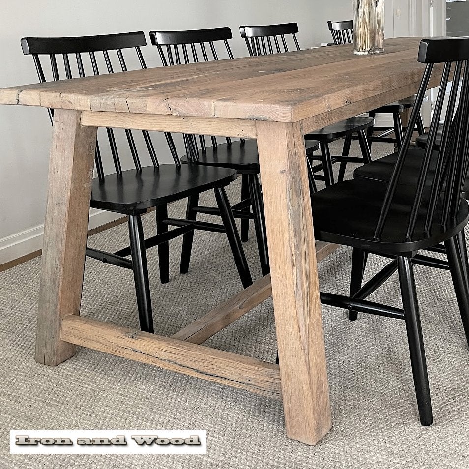 Oud eiken wagonplanken - A poot - keukentafel - maatwerk, Ophalen, Nieuw, Hout