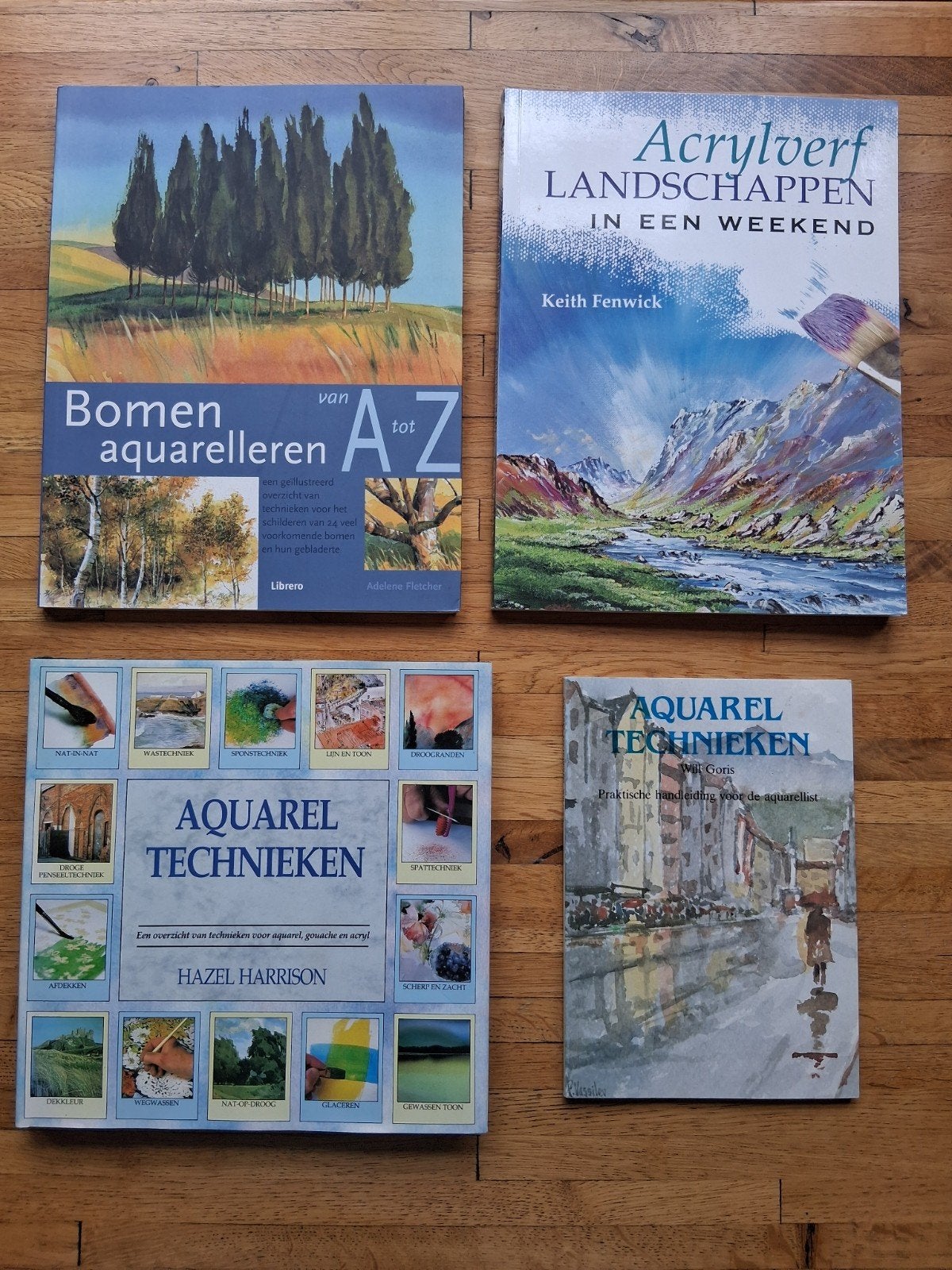 Set van 4 boeken over aquarellen / techniek bomen landachap, Ophalen of Verzenden, Zo goed als nieuw