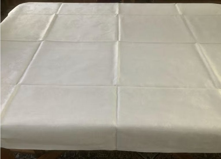 Wit damast tafellaken, tafelkleed; 155 x 125 cm; GRATIS, Gebruikt, Ophalen of Verzenden, Wit, Rechthoek