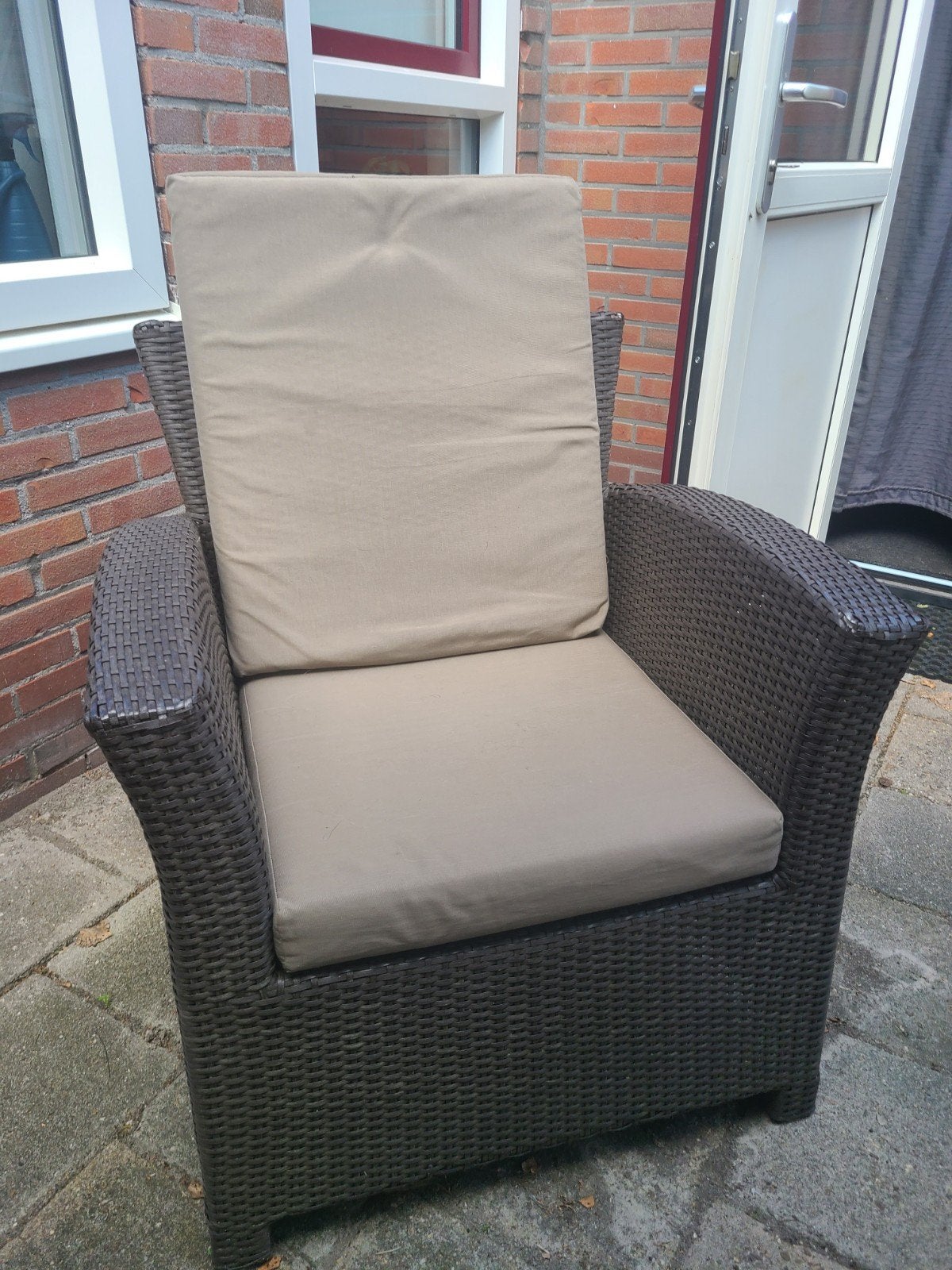 Comfortabele lounge stoel met kussens, Ophalen, Gebruikt, Wicker